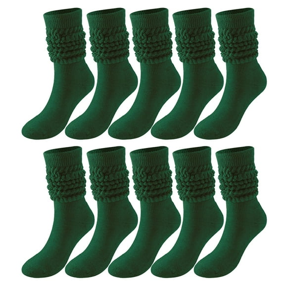 Clearance Sale Ukumplol Mens Socks Grip Socks 5 Pairs Soild Color Socks Women Thigh High Boot Socks Soft Scrunch Socks Crew Socks Green One Size