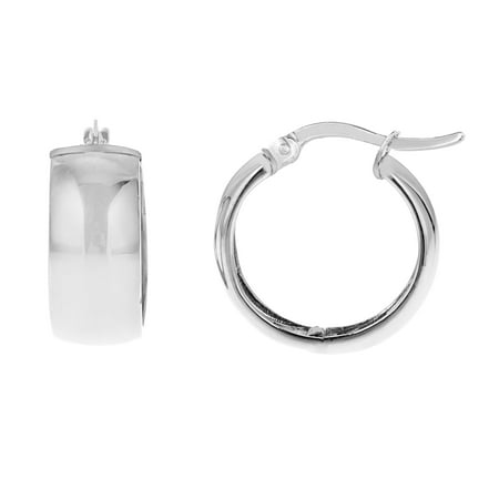 14k White Gold Shiny Polished Wide Huggies Hoop Earrings 6x13 5 Mm 14k White Gold Shiny Polished Wide Huggies Hoop Earrings 6x13 5 Mm