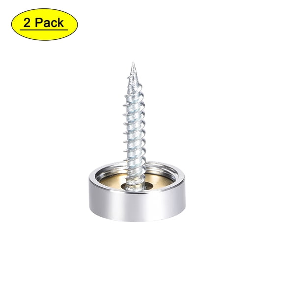 Tornillos de espejo de 16 mm con tapa decorativa, clavos de acero inoxidable pulido, paquete de 2