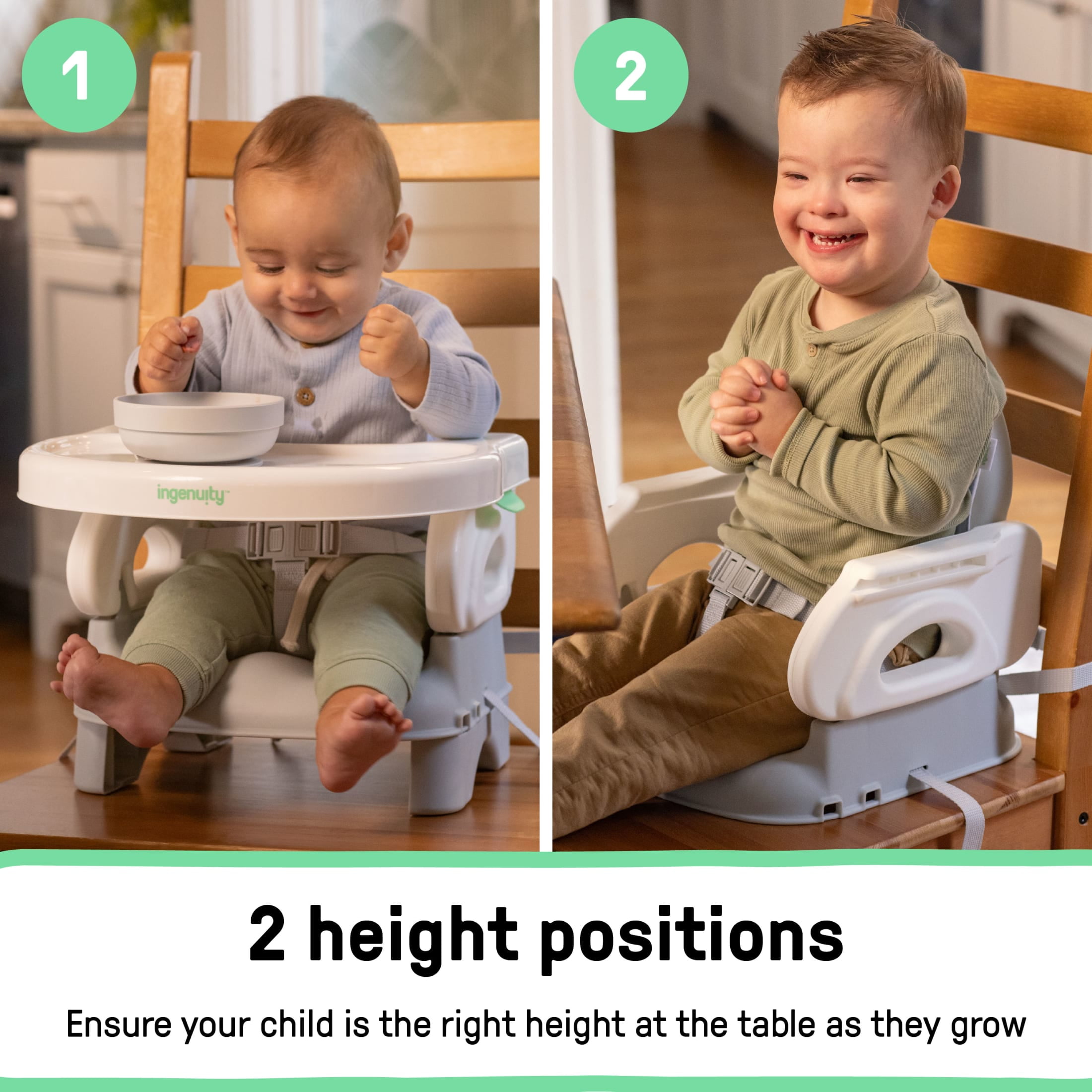 Ingenuity Deluxe Comfort Folding Baby Booster - Adjustable Height - Cushioned - Lightweight - 6M-3Y