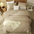 thumbnail image 5 of AOJIM Khaki Comforter Set Queen Size 3 Pieces Farmhouse Bedding Set Lightweight Breathable Khaki Down Alternative Comforter Set Soft Fluffy Bed Set for Men Women (1 Khiki Comforter 2 Pillowcases), 5 of 9