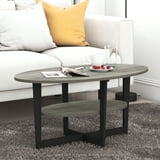 Furinno JAYA Oval Coffee Table, French Oak Grey/Black - Walmart.com