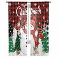 thumbnail image 2 of Red Plaid Snowman Christmas Sheer Curtains 108 Inches Long, Xmas Tree Snowflake Elk Winter Light Filtering Window Curtains for Living Room, Rod Pocket Voile Sheer Curtain Drapes, 52"Wx108"L, 2 Panels, 2 of 9