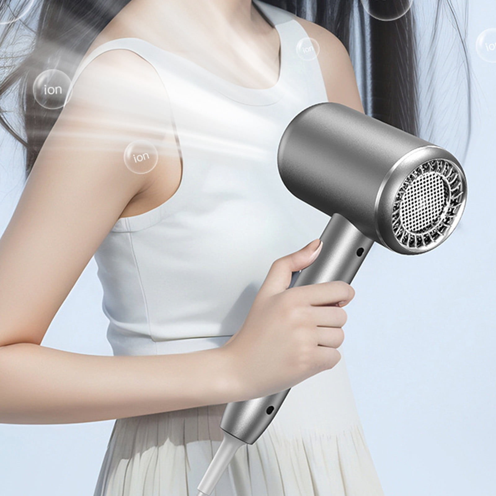 Clearance!Professional Hair Dryer Ionic Blow Dryer with Diffuser and Nozzle, 1600 Watt Negative Ions Salon Light Hairdryer for Man Women Gray