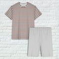 thumbnail image 5 of Sakmal Womens Pajamas Sets Under $10 Orange Shorts Pant Elbow-Length Striped Loose Fit Comfy Sleepwear Tops, 5 of 5
