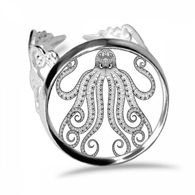 Pintar pulpo 8 negro Anillo de compromiso de boda de amor ajustable Unbranded M