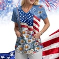 thumbnail image 2 of GEWSEY Scrubs for Women Patriotic Nurse Shirt 4th of July Plus Size V Neck Short Sleeve Scrub Top American Flag Nursing Tops (Sky Blue, S), 2 of 8