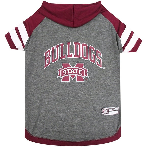 Pets First College Mississippi State Bulldogs Pet Hoodie Tee Shirt, 4 Sizes Available - Large