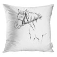 thumbnail image 1 of RYLABLUE Adorable Harnais de Cheval Esquissé Blanc Mignon Main Levée Coussin Taie d'Oreiller Housse de Cas, 1 of 1