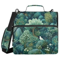 FORMRS Zipper Binder with Shoulder Strap 1.5-inch Ring 500 Sheet Capacity File Bag, Green Forest Pattern