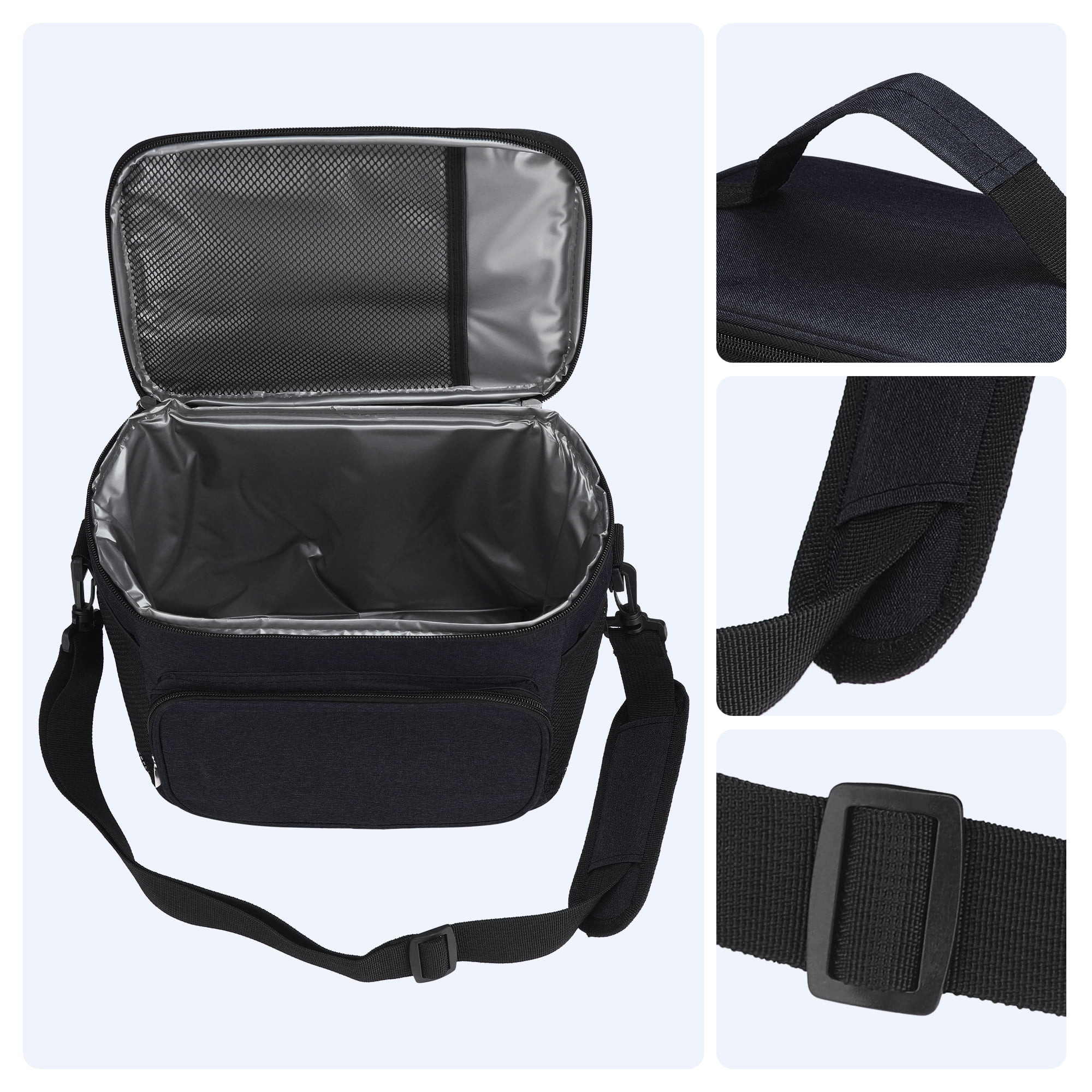 Unique Bargains Insulated Lunch Bag Leakproof Lunch Box for Work Office Black
