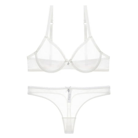 

Varsbaby Sexy Bra See Through Wirefree Sleepwear Bralette and Panties for Women