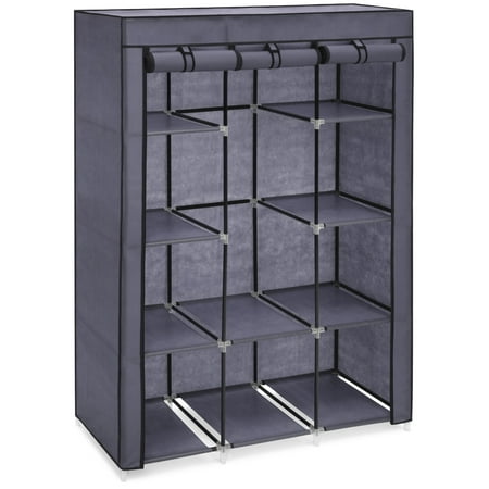 Ada Water Closet (Best Choice Products 10-Shelf Portable Fabric Closet Wardrobe Clothes Storage Rack Organizer w/ Cover -)