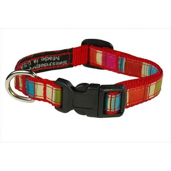 Sassy Dog Wear Stripe-Red -Multi1-C multi Stripe Collier pour Chien - Red - Extra Small