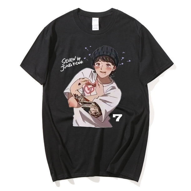 KPOP BANGTAN JUNGKOOK SEVEN 7 Album Camiseta De Algodón Para Hombres Y Mujeres Talla Grande De Dibujos Animados De Impresión Top De Manga Corta Moda Coreana Suelta Casual Tee