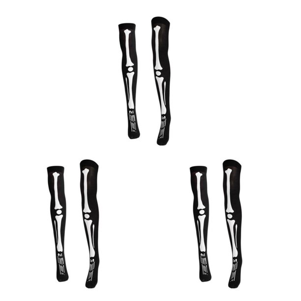 Sonducket Stockings Tights Hosiery High Socks Skeleton Party Dress Fancy Thigh Halloween Cosplay Dance Role-playing Carnival Type1 NO1
