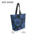 thumbnail image 4 of Open Top Canvas Tote Bag with Zipper Reusable Shopping Bag 13.5x15" Roomy Carryall Deep Blue Flower, 4 of 9