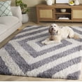 thumbnail image 3 of SAFAVIEH Portofino Dreda Geometric Shag Area Rug, Ivory/Grey, 4' x 6', 3 of 11