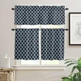 thumbnail image 2 of Moroccan Kitchen Curtains and Valances Set, Navy Blue Geometric Rod Pocket Window Valance 18 Inch Farmhouse Abstract Modern Window Curtain Panels for Living Room Bedroom Laundry, 27.5x36in, 3 Pieces, 2 of 6