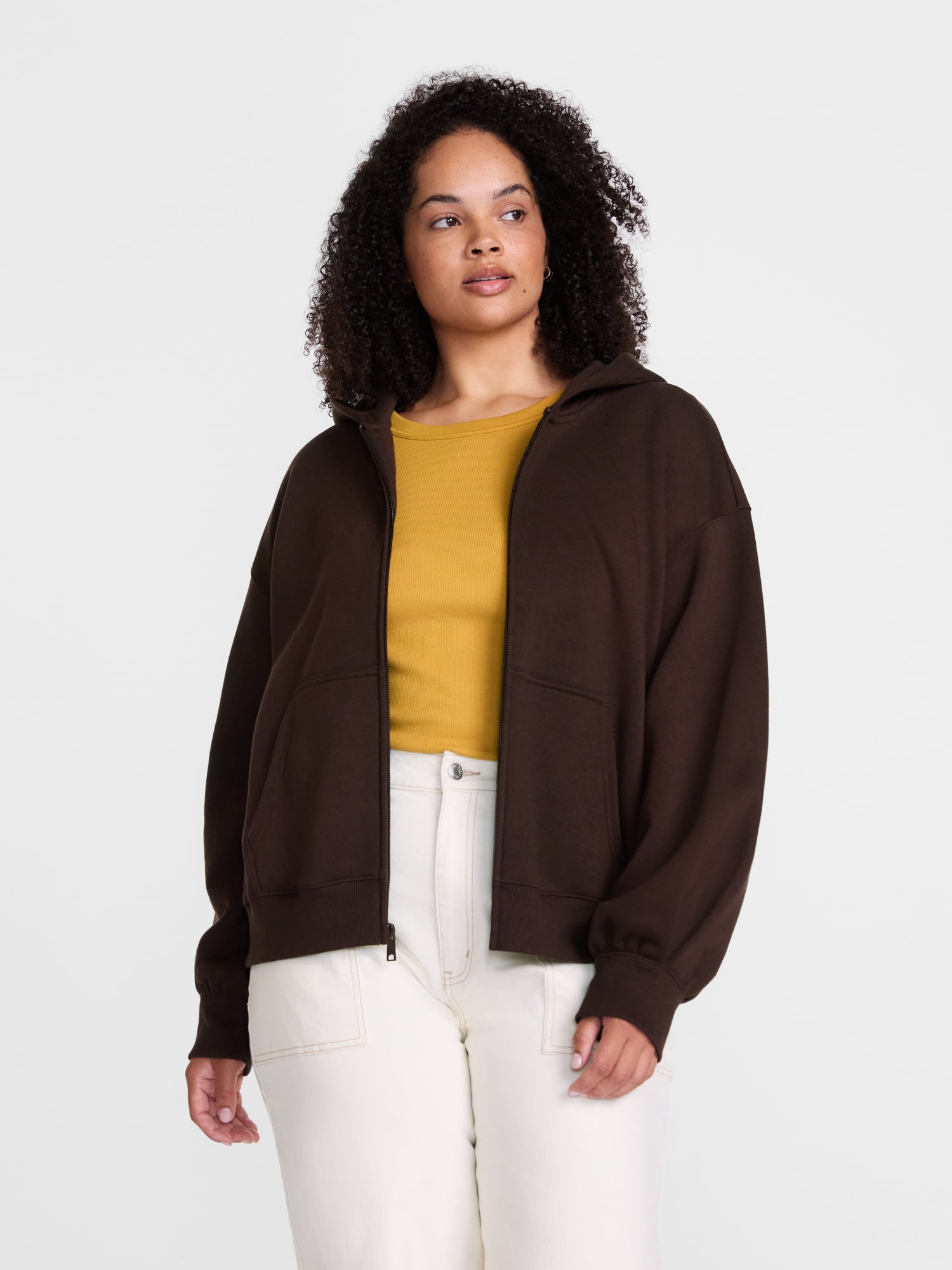 Scenario Women's and Women's Plus Zip Front Fleece Hoodie Jacket, Sizes XS-4X
