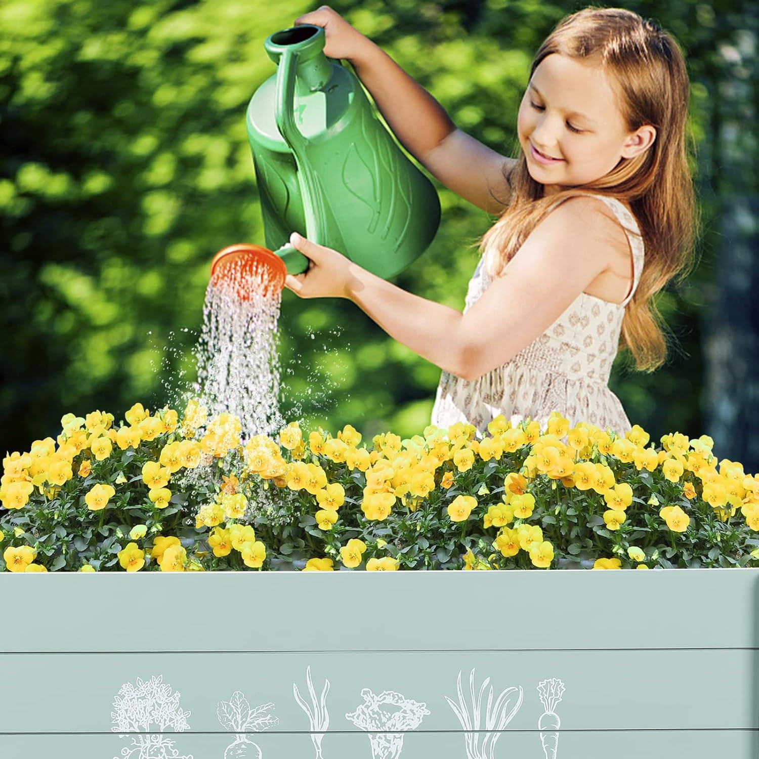 WONDER GARDEN Kids Raised Garden Bed,Raised Garden Bed-Planters for Outdoor Plants - Wood Planter Boxes Outdoor for Kids with Legs and DIY Chalkboard for Vegetables Flower Herb