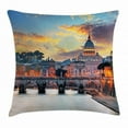 thumbnail image 1 of Italy Throw Pillow Cushion Cover, Vatican Rome View in the Evening Famous Basilica Landmark Travel Destination Image, Decorative Square Accent Pillow Case, 18 X 18 Inches, Multicolor, by Ambesonne, 1 of 2
