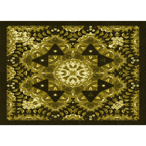 Ahgly Company Machine Washable Indoor Rectangle Transitional Black Brown Area Rugs, 7' x 10'