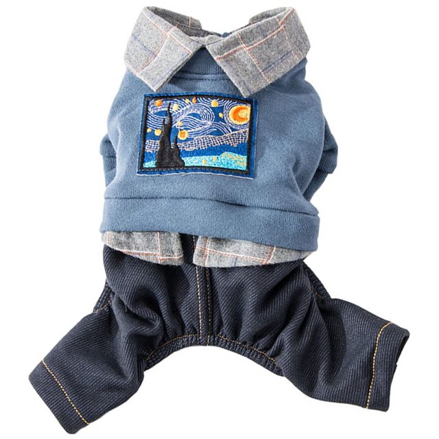 Ropa de disfraces para perros Monos de mezclilla lindos para mascotas pequeñas y medianas Abrigos para perros para niños y niñas Jeans Camisetas Sudaderas