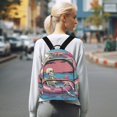 thumbnail image 7 of JIALIOU Mini Backpack Purse for Women Quilted Casual Daypack Small Travel Shoulder Bag, Skeleton Relaxing on Swimming Ring, 7 of 7