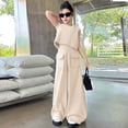 thumbnail image 4 of CPNG Girls Clothes Summer 2 Piece Outfit Set Raw Fringed Denim Sleeveless Vest Top and High Waist Wide Leg Pants Summer Outfits Set(Khaki,11-12 Years), 4 of 5