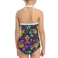 thumbnail image 5 of FOR U DESIGNS Fashion Girls Halter Swimsuit Size 7-8T Hippie Mushroom Stars Summer Beach Swimwear Lightweight Off Shoulder One Piece Bathing Suit, 5 of 6