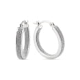thumbnail image 3 of Sterling Silver Squared Hoop, Satin Swirl and Glitter Hoop Earrings Set, 3 of 4