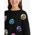 thumbnail image 3 of Justice Girls Sequin Smiley Sweater, Sizes XS - XLP, 3 of 5