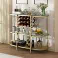 thumbnail image 2 of O&K FURNITURE Modern Glass Bar Cabinet, 43’’ Freestanding Wine Rack Table, Liquor Buffet Table, Gold, 2 of 8