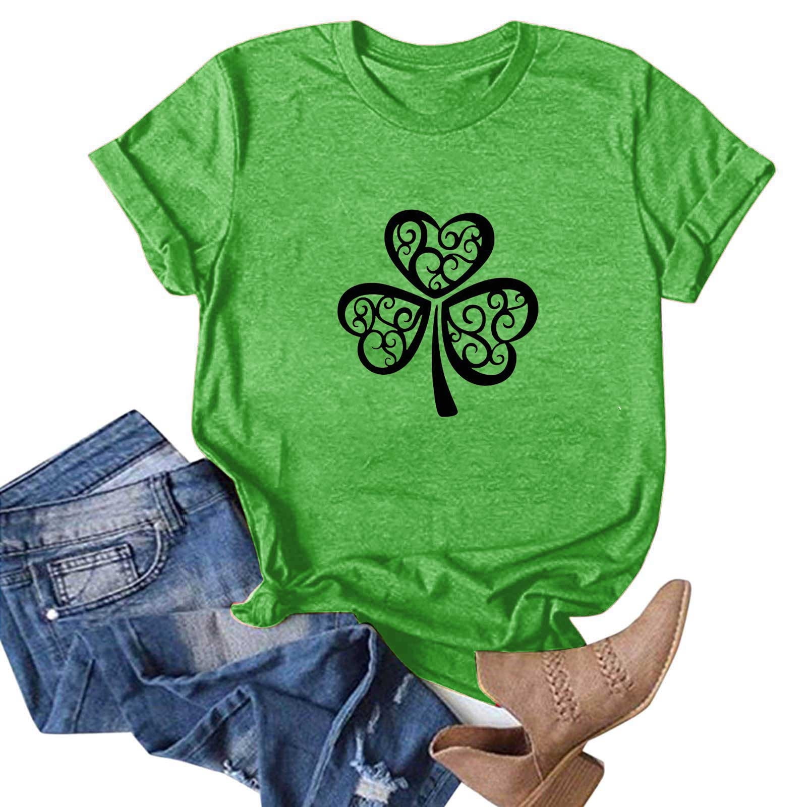 St.Patricks Day Shirts for Women Irish Green Clover Shamrock Shirt St ...