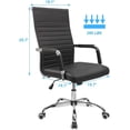 thumbnail image 3 of JJUN Ergonomic Office Desk Chair, Executive Ribbed Mid-Back PU Leather Conference Room Chair Adjustable Swivel Chair with Arms (1, Black), 3 of 8