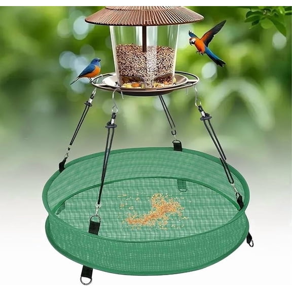 Bird Feeder Catcher Tray for Hanging Bird Feeder Platform Large Mesh Catchment Tray with Adjustable Hanging Outdoor Garden Accessory