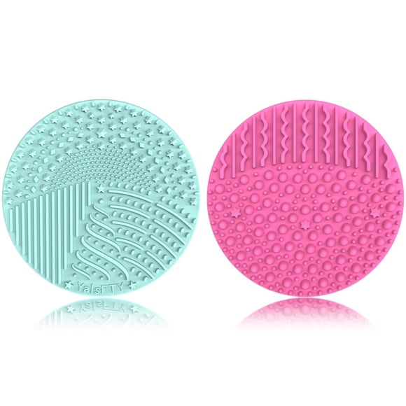 2 Piezas Limpiador de Brochas de Maquillaje de Silicona YalsFTY Herramienta de Limpieza de Almohadillas para Estropajo de Brochas Cosméticas Funcionalidad de Doble Cara para Acomodar Todo Tipo de Broc