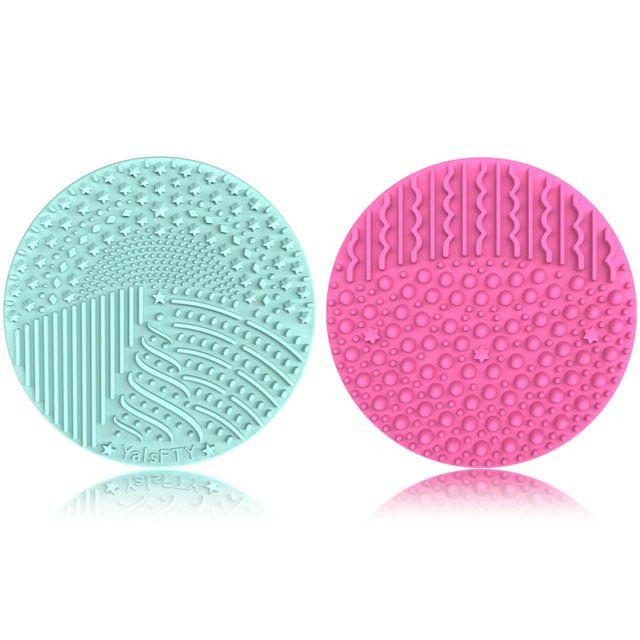 2 Piezas Limpiador de Brochas de Maquillaje de Silicona YalsFTY Herramienta de Limpieza de Almohadillas para Estropajo de Brochas Cosméticas Funcionalidad de Doble Cara para Acomodar Todo Tipo de Broc
