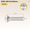 thumbnail image 2 of Uxcell Phillips Cross Recessed Countersunk Head Screws Bolts (M8-1.25x20) 25Pcs, 304 Stainless Steel Flat Head Screws, 2 of 7