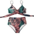 thumbnail image 3 of Women Criss Cross High Waisted String Floral Printed 2 Piece Bathing Swimsuit, 3 of 5