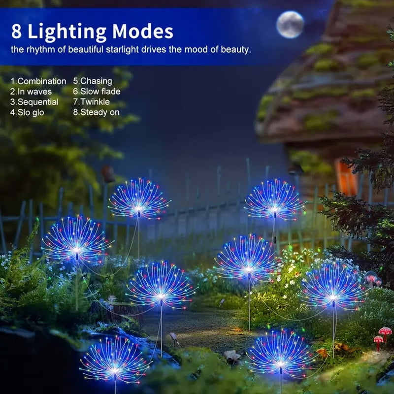 16 Packs Solar Firework Lights, 8 Modes IP65 Outdoor Solar Garden Lights, Value Set Solar Powered&nbsp;Fairy Lights for Patio, Pathway, Yard Decor