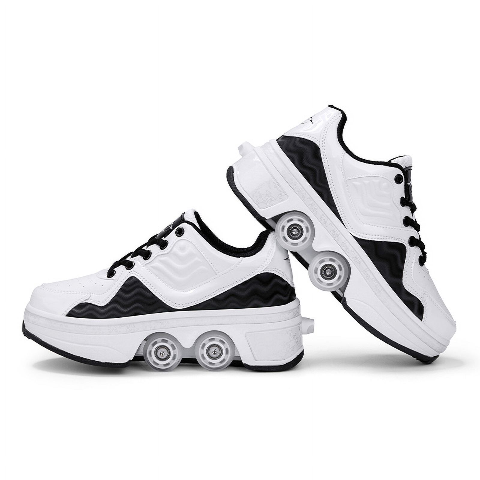 Roller Skates for Women Men, Shoes with Wheels for Girls, Kick Rollers Shoes Retractable for Boys, Adult Parkour Quad Roller Shoes, Inline Skates Children's Outdoor Skates