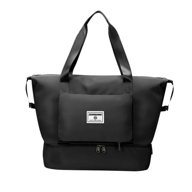 Bolsa deportiva de gimnasio, resistente al agua, para pasar la noche, bolsa de viaje para mujeres y hombres. Negro