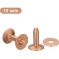 thumbnail image 3 of Juego de 10 remaches y rebabas de cobre, sujetador de remache de cobre de cuero sólido de 12x4x14mm para suministros para manualidades Diy de cuero, tono cobre, 3 of 5