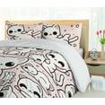 thumbnail image 3 of Ambesonne Kitty Duvet Cover Set, Kawaii Cat in Muted Colors, Queen, Black White Pale Rose, 3 of 4