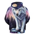 thumbnail image 3 of White Wolf Moon Night Men's Women Vintage 3D Hooded Sweatshirt - All-Season Loose Fit Streetwear, 3 of 6
