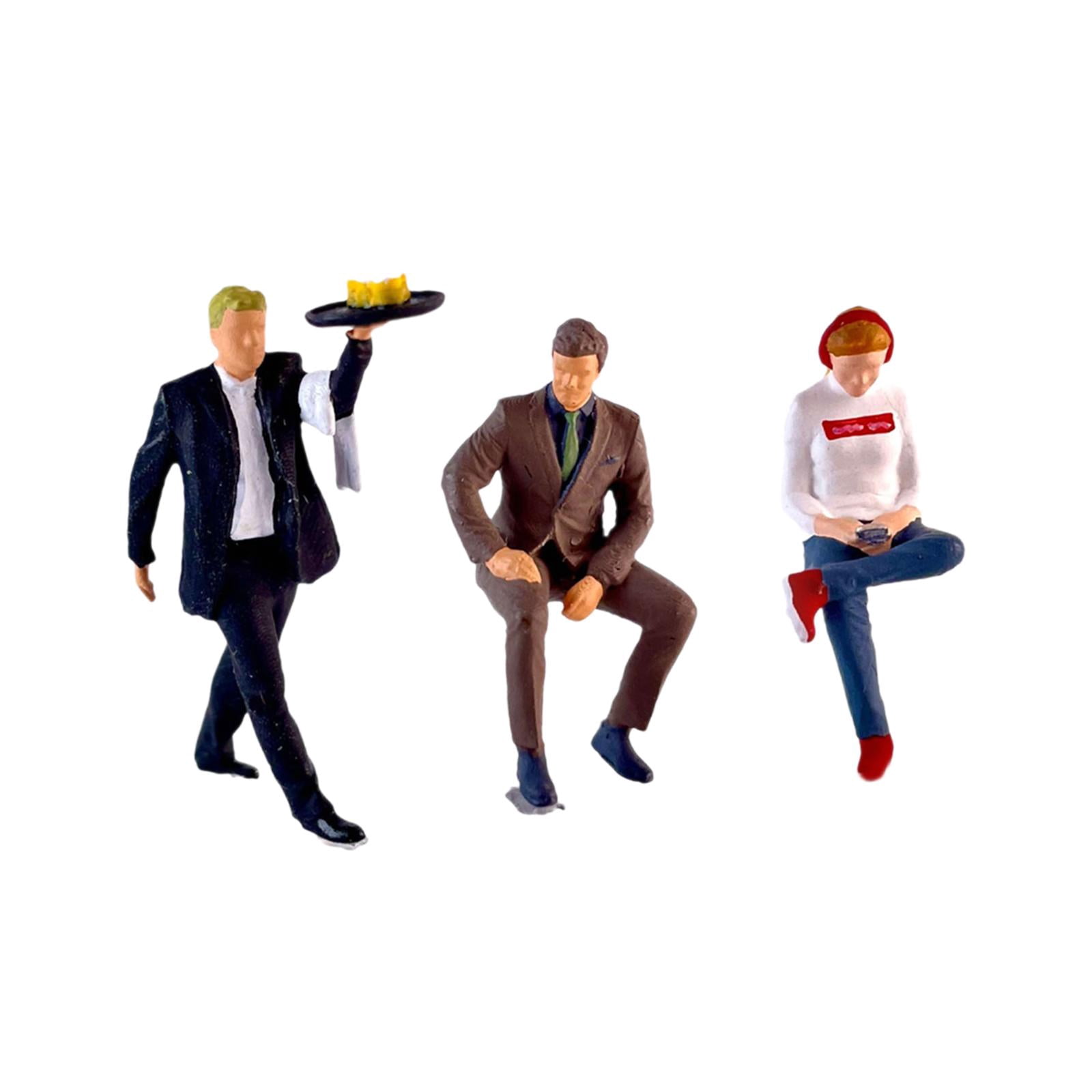 LeeQinersw 3 Pieces 1:64 Hand Painted People Figures, Miniature Diorama Restaurant Figures,