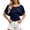 Navy, variant on Women Shirts Casual Loose Batwing Short Sleeve Tunic T Shirt Polka Dots Wrap O Neck Blouse Short Sleeve Fashionable Tops