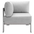 thumbnail image 3 of Modway Shore Sunbrella® Fabric Aluminum Outdoor Patio Corner Sofa in Silver Gray, 3 of 6